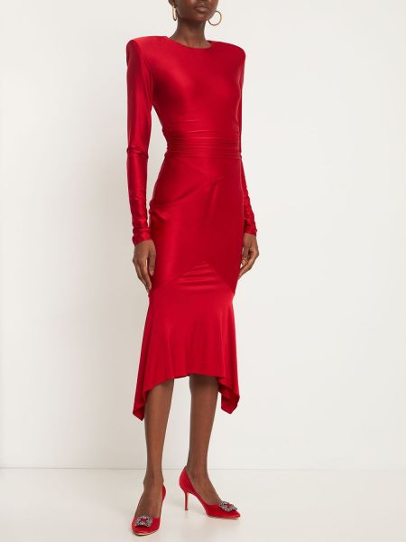 Sukienka midi z otwartymi plecami z dżerseju Alexandre Vauthier czerwona
