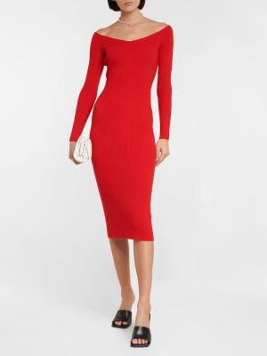 Kasmír gyapjú midi ruha Polo Ralph Lauren piros
