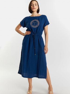 Bavlněné mini šaty Monnari modré