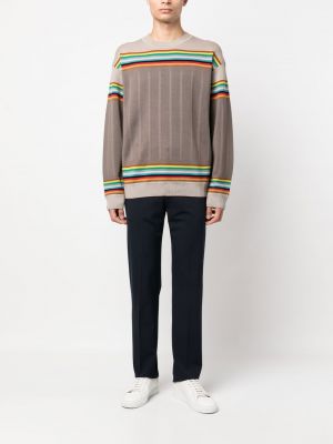 Sweter z wełny merino w paski Paul Smith beżowy