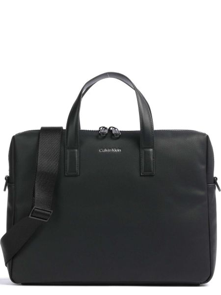 Кожаная сумка из искусственной кожи Calvin Klein черная