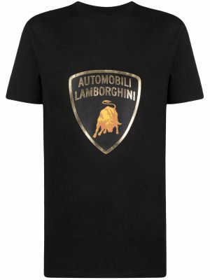 Camiseta con estampado Automobili Lamborghini negro