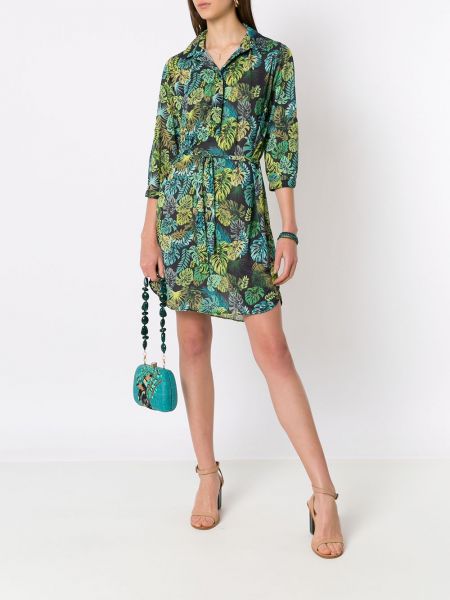 Zelené šaty s potiskem s tropickým vzorem Amir Slama