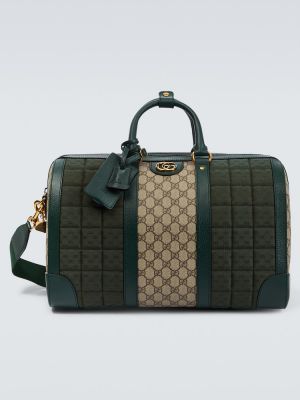 Кожени пътна чанта Gucci зелено