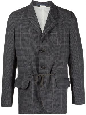 Trykt sjekket lang blazer Comme Des Garcons Homme Deux grå