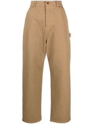 Bavlněné rovné kalhoty Miu Miu hnědé