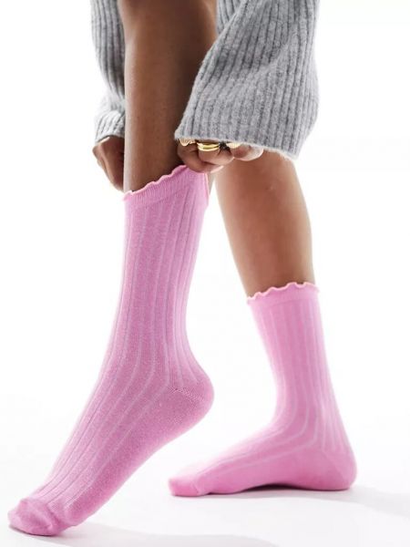 Носки с рюшами Vero Moda розовые