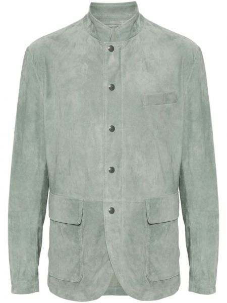Usnjena jakna z gumbi iz semiša Eleventy zelena