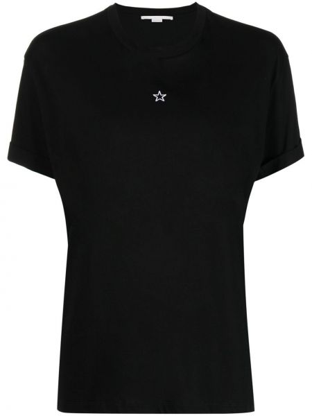 Siuvinėtas marškinėliai su žvaigždės raštu Stella Mccartney juoda