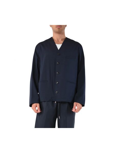 Jacke mit v-ausschnitt mit taschen Mauro Grifoni blau