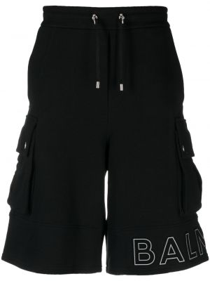Shorts cargo en coton avec poches Balmain noir