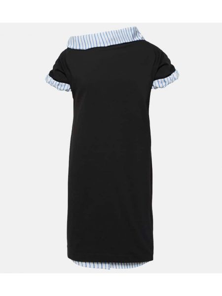 Βαμβακερή μίντι φόρεμα από ζέρσεϋ Dries Van Noten μαύρο