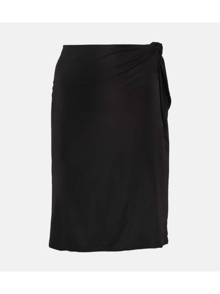 Mini falda ajustada de tela jersey Saint Laurent negro