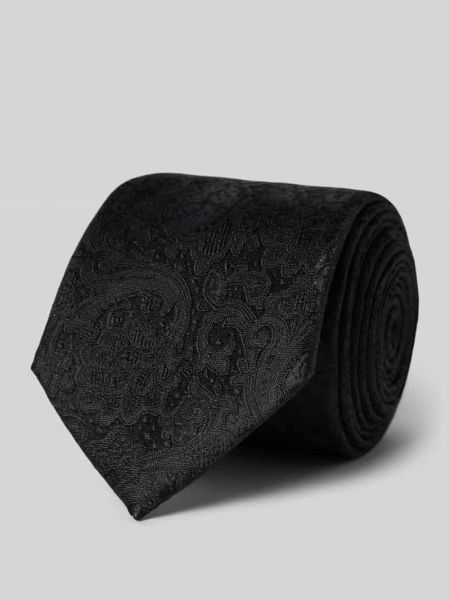 Jedwabny krawat z wzorem paisley Monti czarny