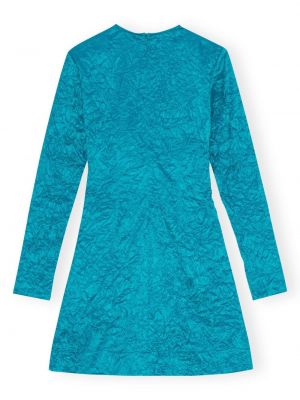 Saténové koktejlové šaty Ganni modré