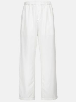 Шелковые прямые брюки с высокой талией Wardrobe.nyc белые