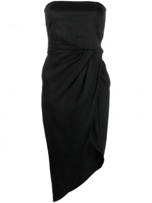 Viskózové lněné koktejlové šaty z polyesteru Gauge81 - černá