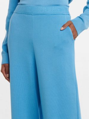 Jedwabne proste spodnie bawełniane relaxed fit Loro Piana niebieskie