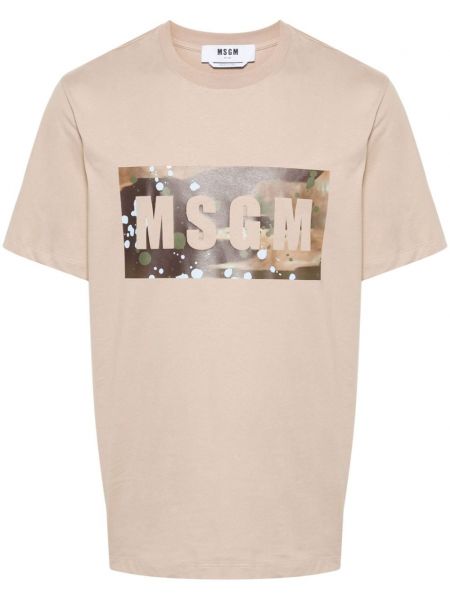 Βαμβακερή μπλούζα Msgm μπεζ