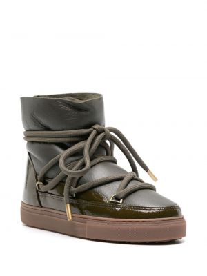 Krajkové kožené šněrovací kotníkové boty Inuikii zelené