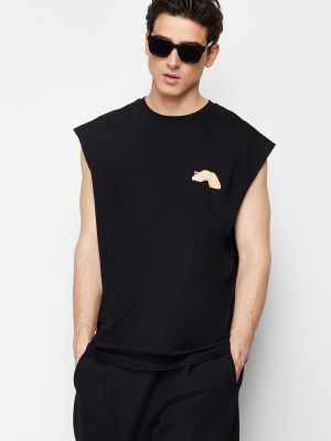 Oversize kokvilnas krekls ar apdruku Trendyol melns