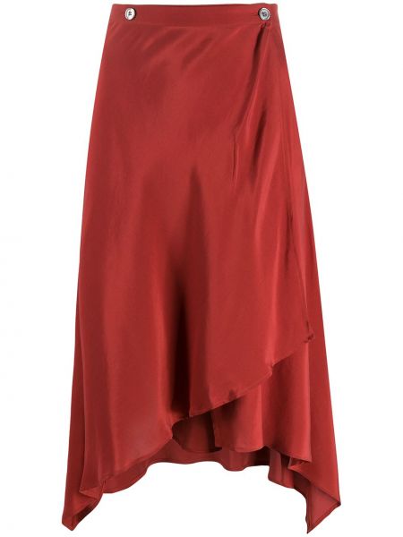 Hedvábné sukně s knoflíky s vysokým pasem Romeo Gigli Pre-owned - červená