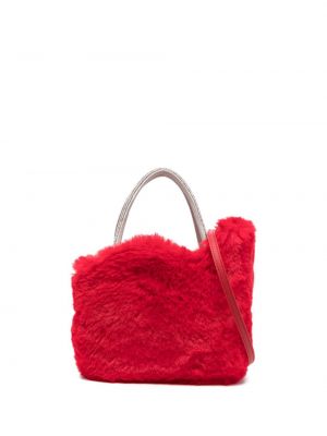 Τσάντα shopper με γούνα Le Silla κόκκινο