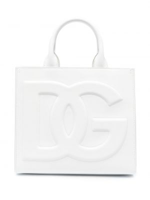 Δερμάτινη τσάντα shopper Dolce & Gabbana λευκό