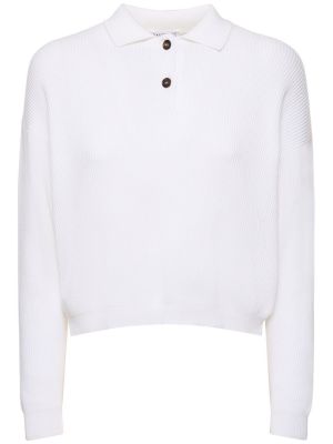 T-shirt en velours côtelé en coton en tricot Brunello Cucinelli blanc