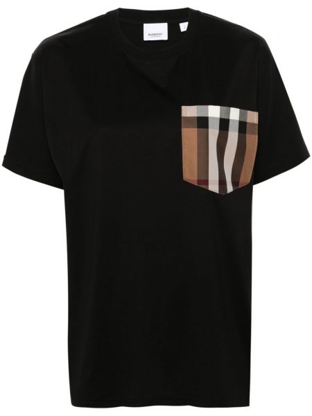 Kokvilnas t-krekls ar kabatām Burberry melns