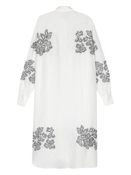 Květinové lněné šaty Ermanno Scervino bílé