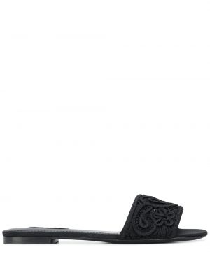 Sandalias con bordado con corazón Dolce & Gabbana negro