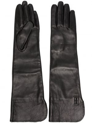 Kožené rukavice s výšivkou By Malene Birger čierna