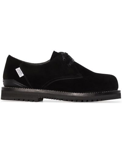 Велурени обувки в стил дерби с връзки с дантела Suicoke черно
