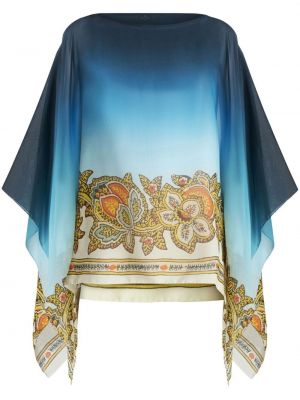 Bluza s cvetličnim vzorcem s potiskom Etro modra
