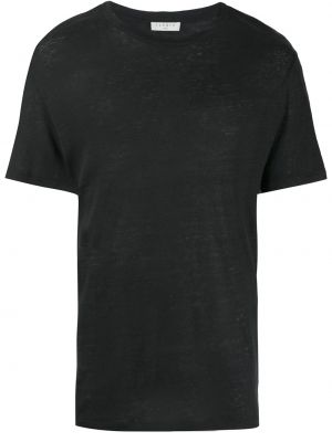 Lněné tričko Sandro černé