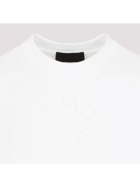 Camiseta de algodón de cuello redondo Moncler blanco