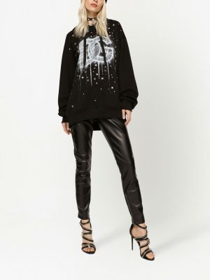 Hoodie mit print mit kristallen Dolce & Gabbana schwarz