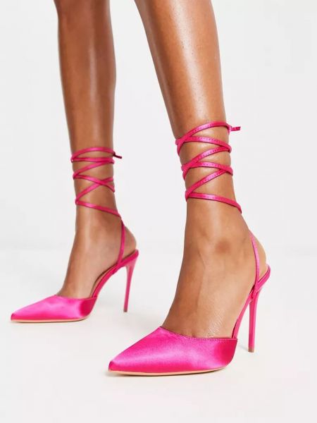 Атласные туфли на шпильке с острым носком Truffle Collection розовые