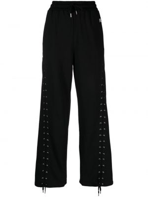Pantaloni cu șireturi cu croială lejeră din dantelă Jean Paul Gaultier negru