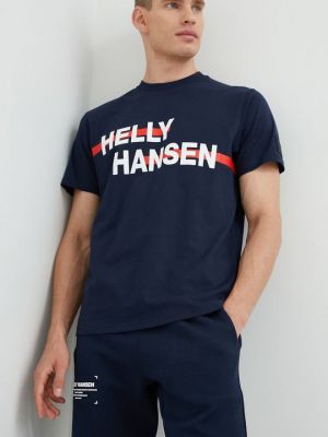Хлопковая футболка Helly Hansen синяя