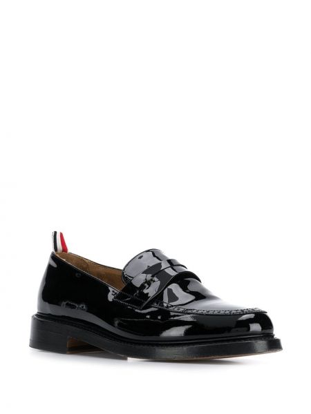 Lakované kožené loafers Thom Browne černé