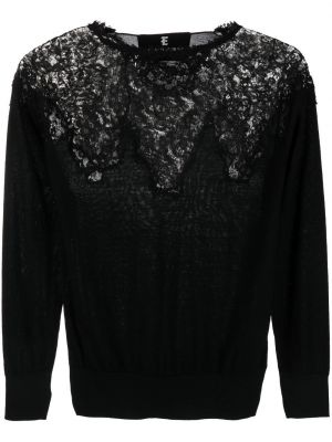 Πλεκτός πουλόβερ με δαντέλα Ermanno Scervino μαύρο