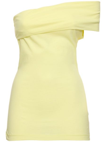 Top de algodón de tela jersey drapeado Msgm amarillo