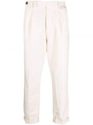 Pantaloni din bumbac plisate Brunello Cucinelli alb
