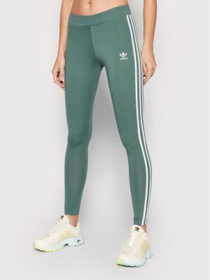 Спортни панталони slim на райета зелено Adidas