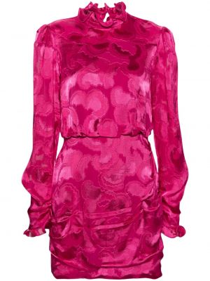 Κοκτέιλ φόρεμα ζακάρ Saloni ροζ