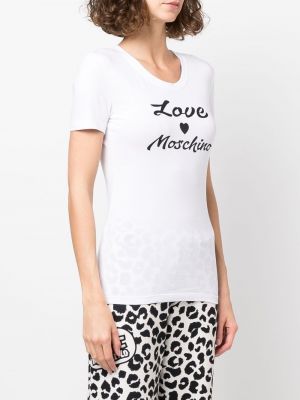 Koszulka bawełniana z nadrukiem Love Moschino biała