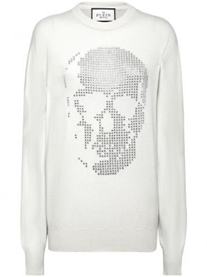 Sweatshirt mit kristallen Philipp Plein weiß