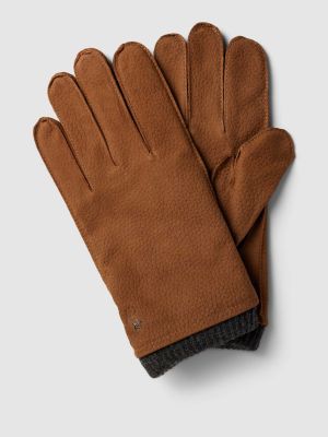 Brązowe rękawiczki skórzane Polo Ralph Lauren